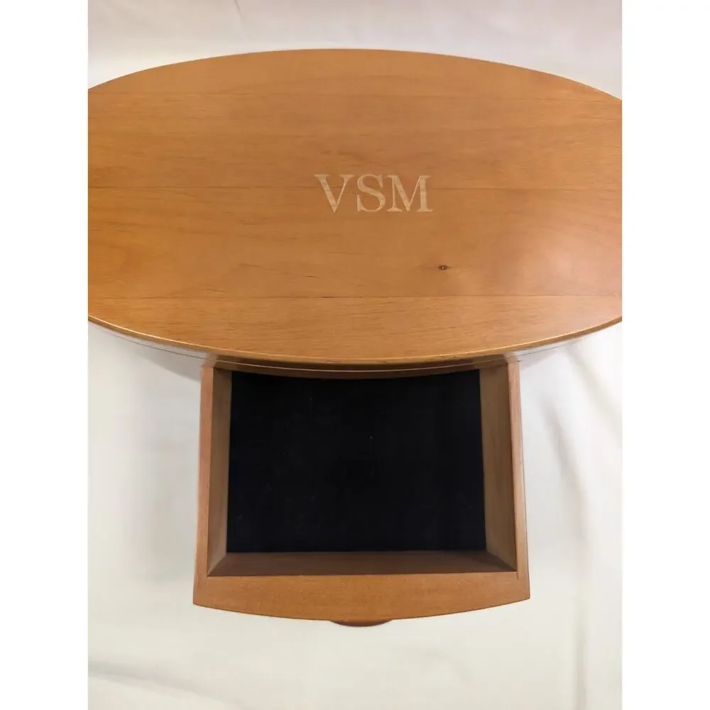 Levenger Oval Wooden 4 Pen & 2 Ink Holder Desktop Stand Box